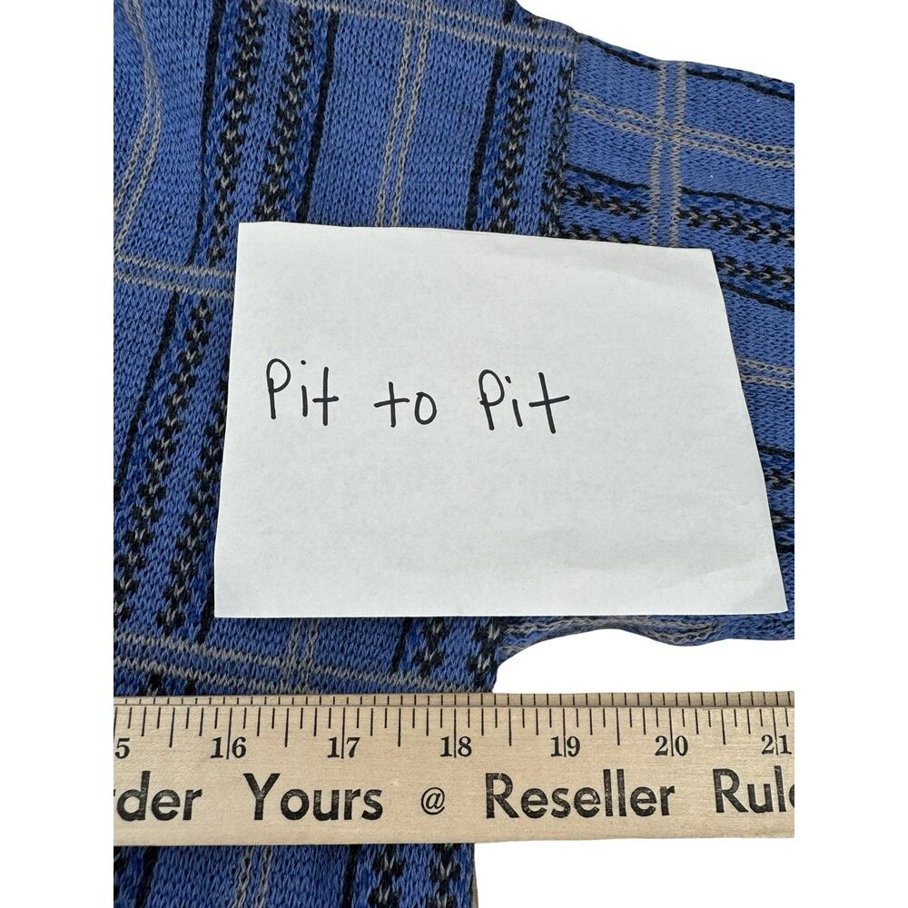 Vintage Pendleton Virgin Wool Blue Plaid Knit Cardigan Sweater USA Women M - Picture 3 of 8